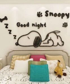 Tranh dán tường mica snoopy good night trang trí phòng ngủ cho bé