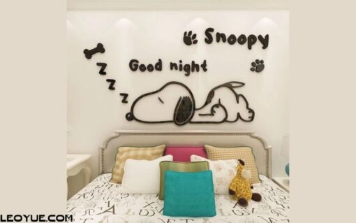 Tranh dán tường mica snoopy good night trang trí phòng ngủ cho bé