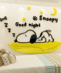 Tranh dán tường mica snoopy good night trang trí phòng ngủ cho bé